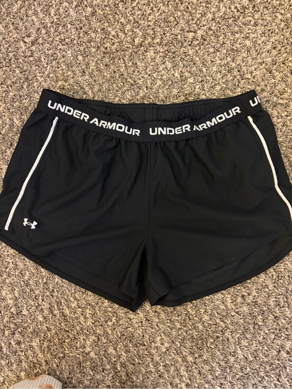 Under Armour Black Athletic Shorts with White Accents